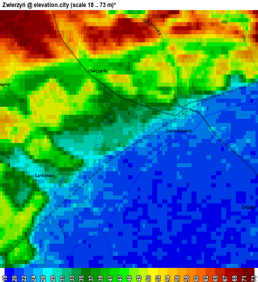 Zwierzyń elevation map