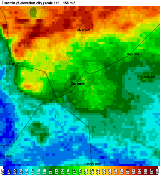 Żuromin elevation map