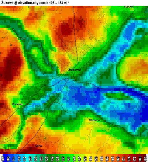 Żukowo elevation map