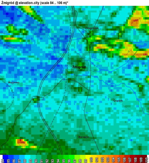 Żmigród elevation map