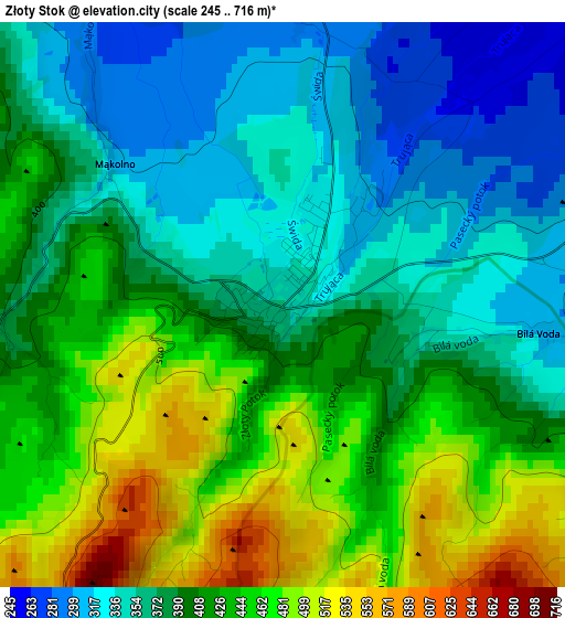 Złoty Stok elevation map