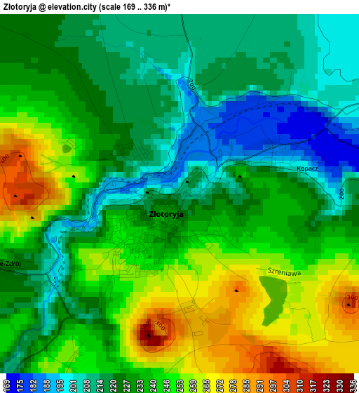 Złotoryja elevation map