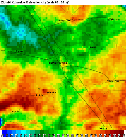 Złotniki Kujawskie elevation map