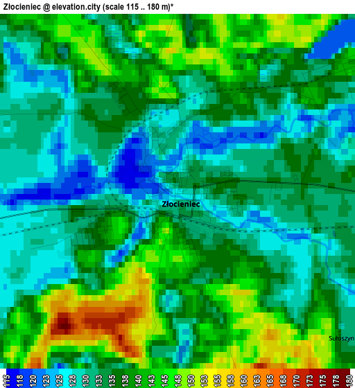 Złocieniec elevation map