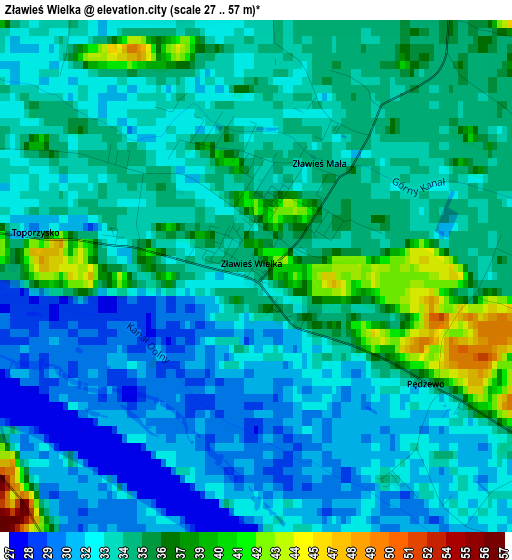 Zławieś Wielka elevation map