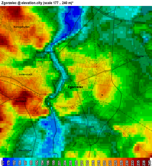 Zgorzelec elevation map