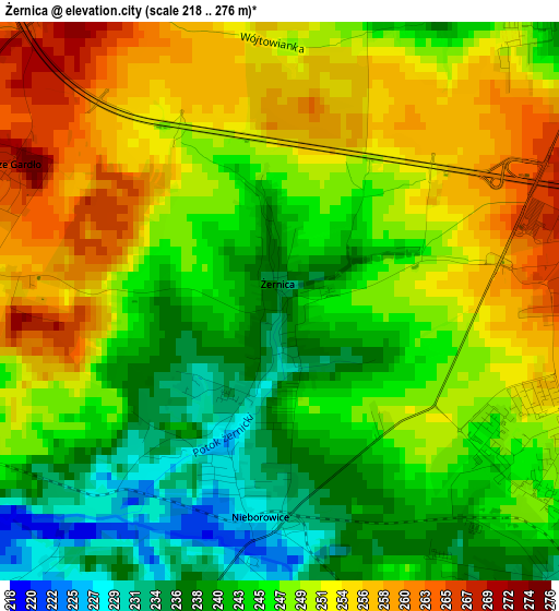 Żernica elevation map