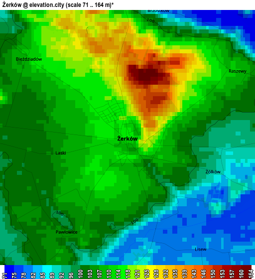 Żerków elevation map