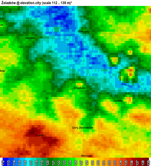 Żelazków elevation map