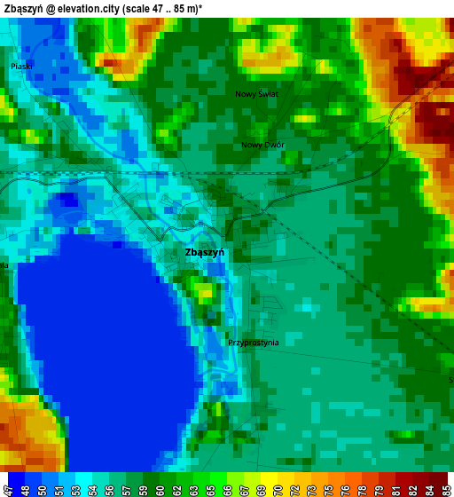 Zbąszyń elevation map