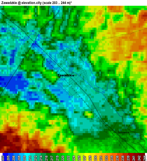 Zawadzkie elevation map