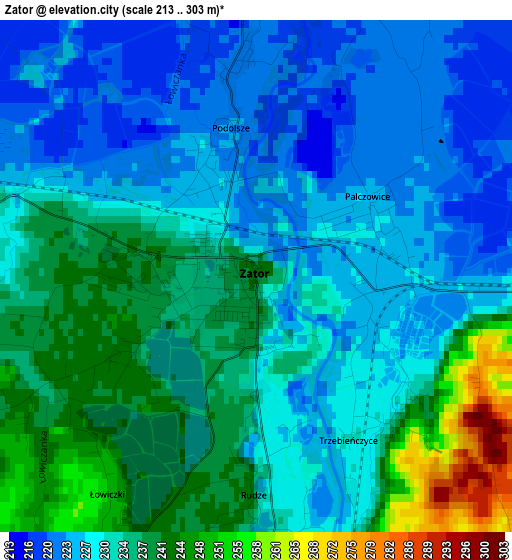 Zator elevation map