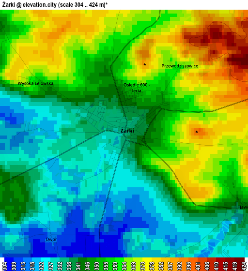 Żarki elevation map