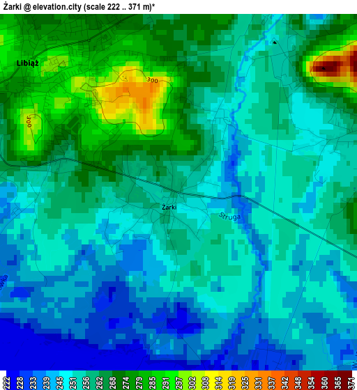 Żarki elevation map