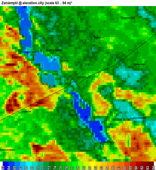 Zaniemyśl elevation map