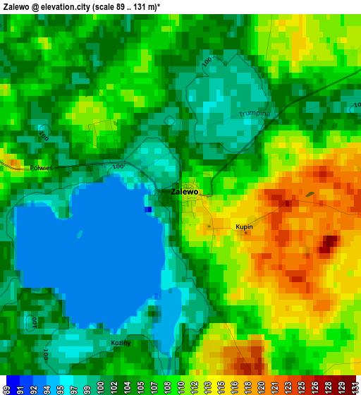 Zalewo elevation map