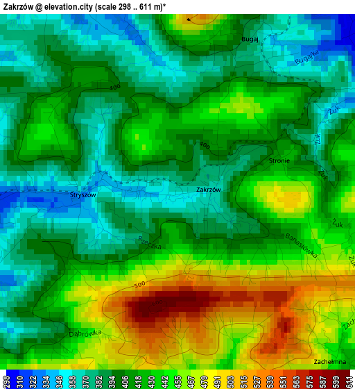 Zakrzów elevation map