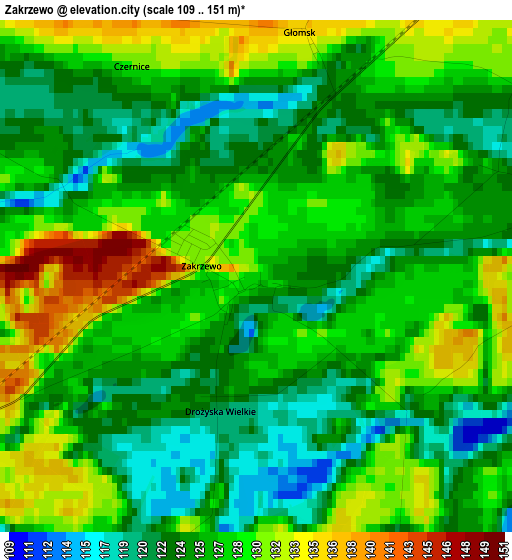 Zakrzewo elevation map