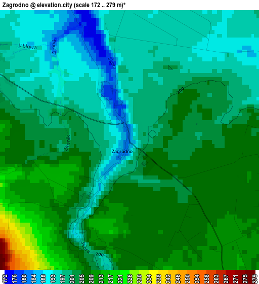 Zagrodno elevation map