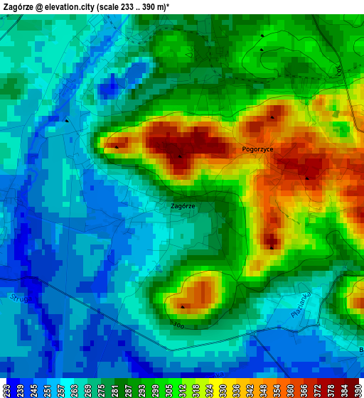 Zagórze elevation map