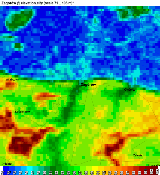 Zagórów elevation map