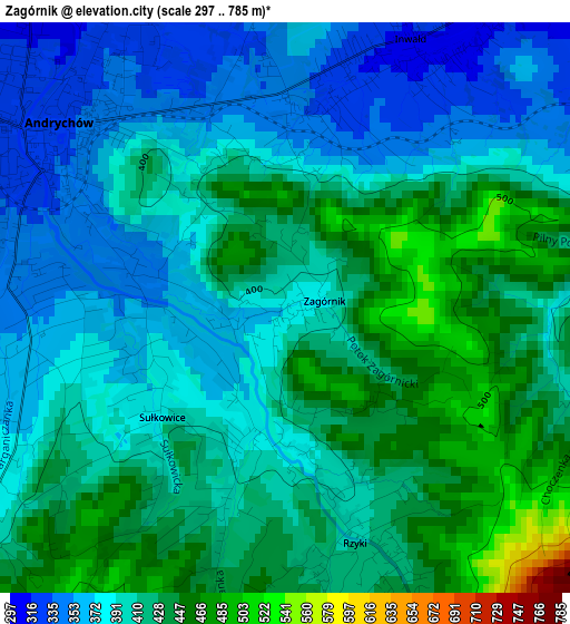 Zagórnik elevation map