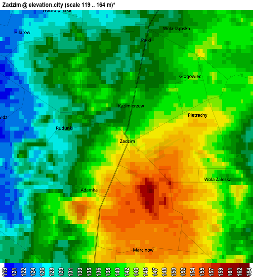 Zadzim elevation map