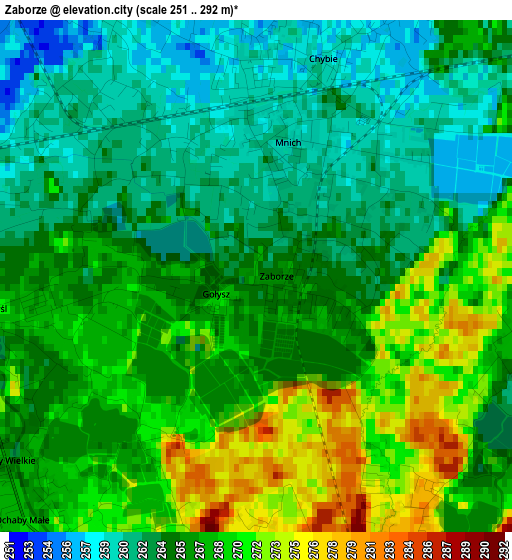 Zaborze elevation map