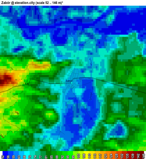 Zabór elevation map