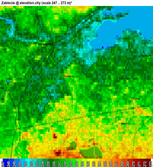 Zabłocie elevation map