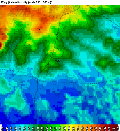 Wyry elevation map