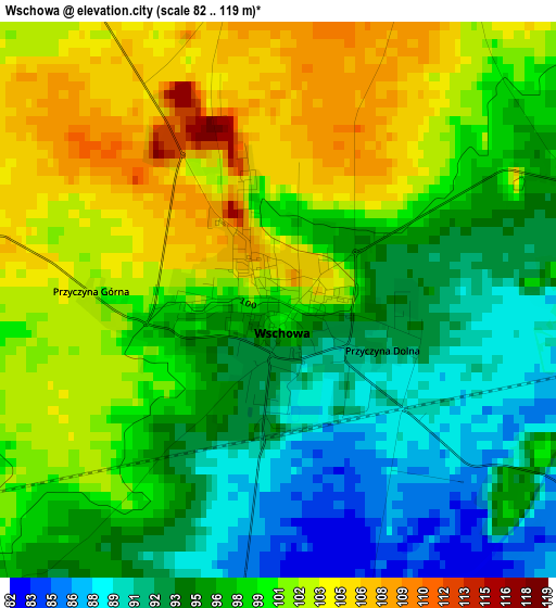 Wschowa elevation map