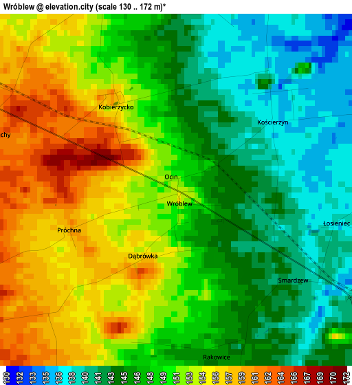 Wróblew elevation map