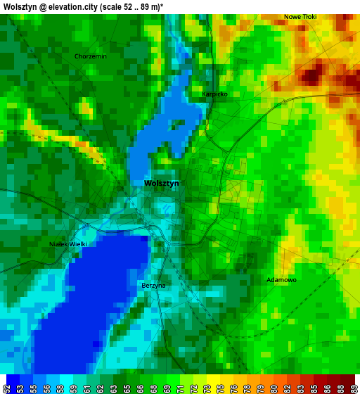 Wolsztyn elevation map