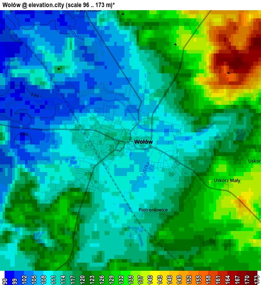 Wołów elevation map