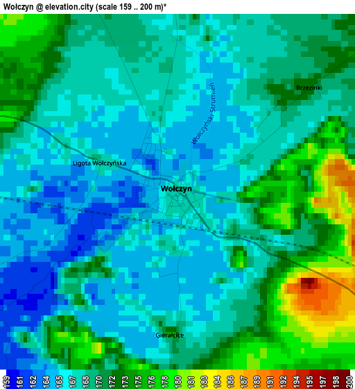 Wołczyn elevation map