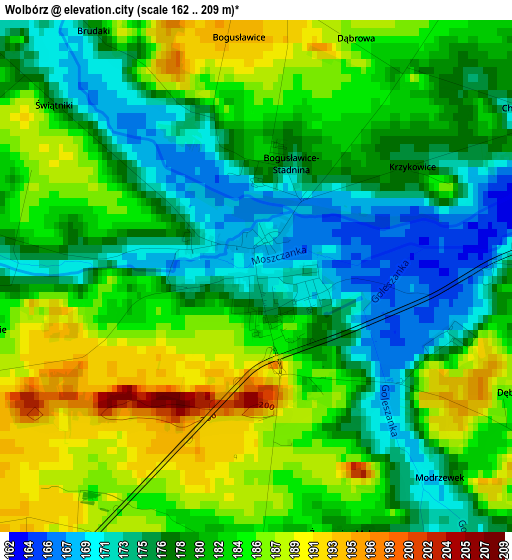 Wolbórz elevation map