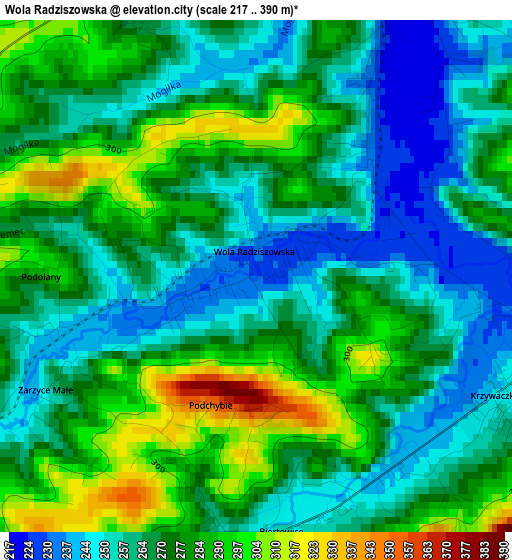 Wola Radziszowska elevation map