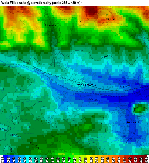 Wola Filipowska elevation map