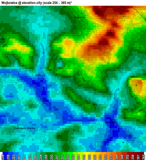 Wojkowice elevation map