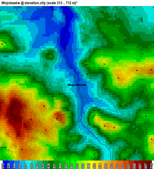 Wojcieszów elevation map