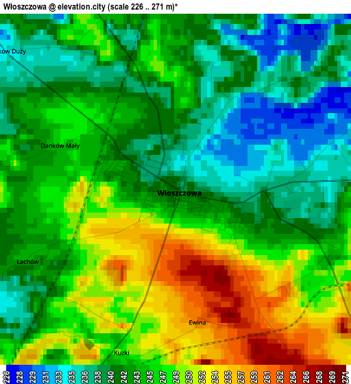 Włoszczowa elevation map