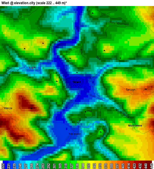 Wleń elevation map