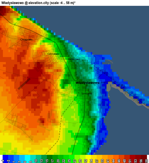 Władysławowo elevation map