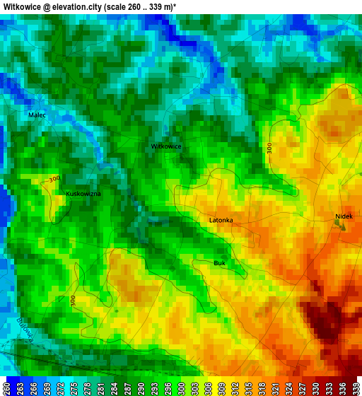 Witkowice elevation map