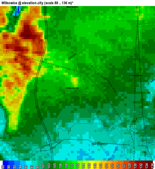 Wilkowice elevation map