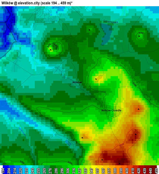 Wilków elevation map