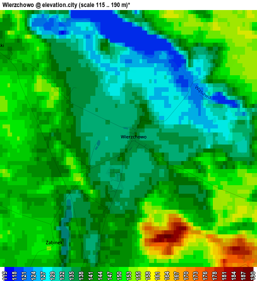 Wierzchowo elevation map