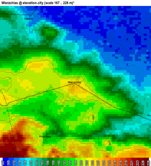 Wierzchlas elevation map