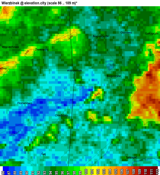 Wierzbinek elevation map